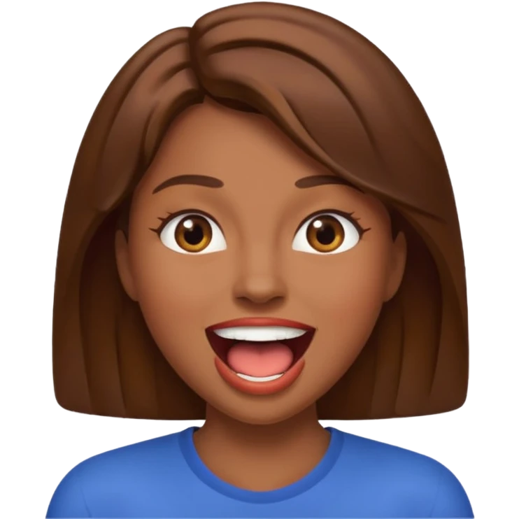 Woman brown hair with mouth open emoji
