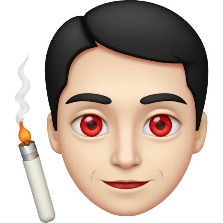 Smirking face with red eyes with joint in mouth emoji