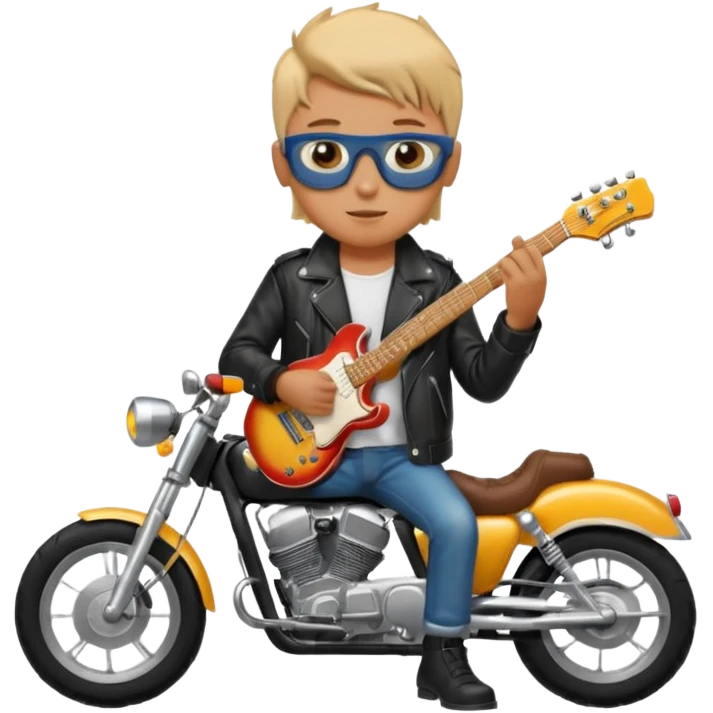i need an emoji of a boy that is sitting on a crossmoter with a beer and an electric guitar in his hands emoji