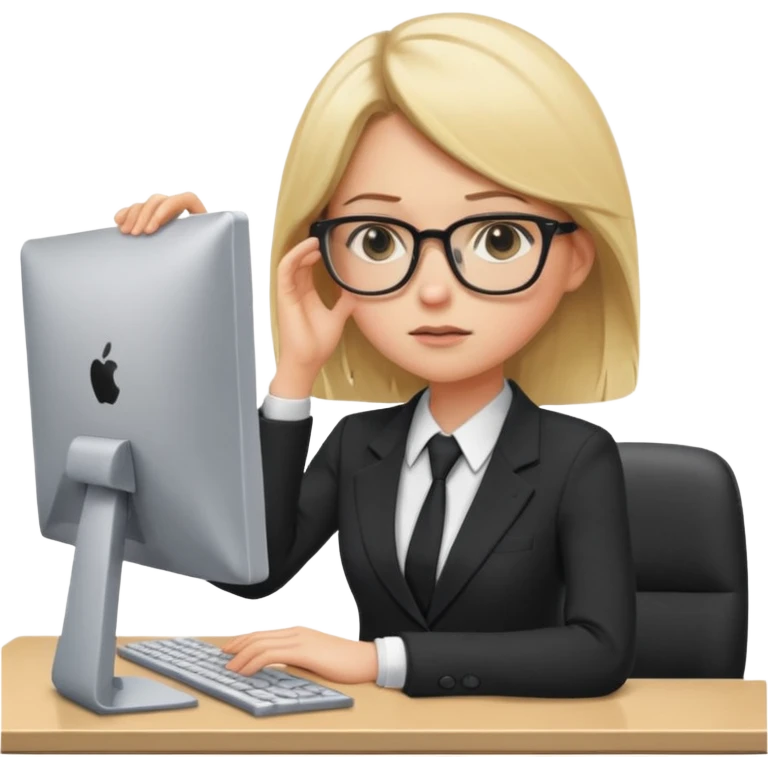 blondy girl with glasses learn analytics she is so pretty and seems like director bitch of company emoji