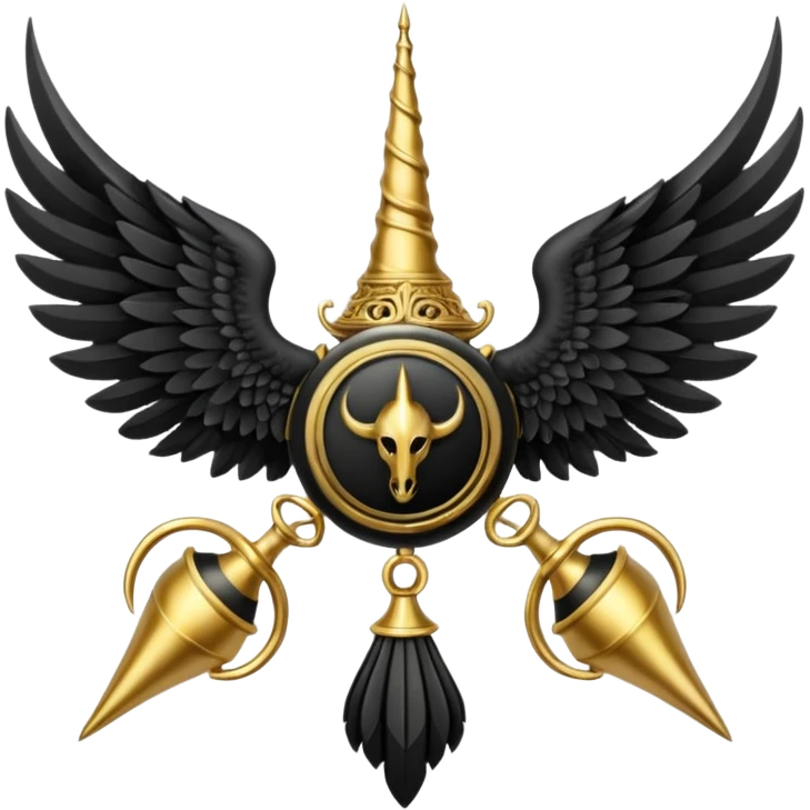 Holy Emblem with black wings and horn emoji