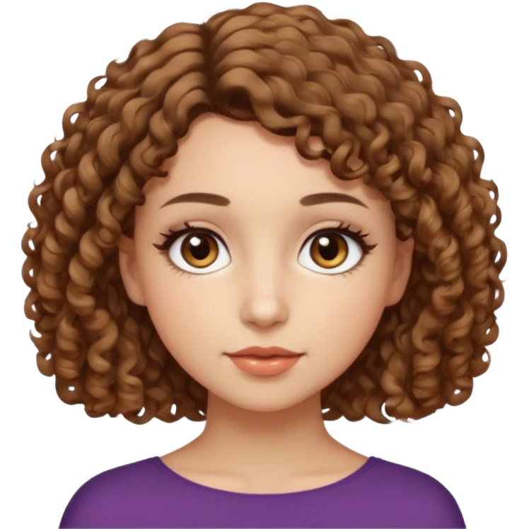 فتاه شعرها كيرلي قصير الى الكتف رموشها طويله وعيونها بنيه لوزيه emoji