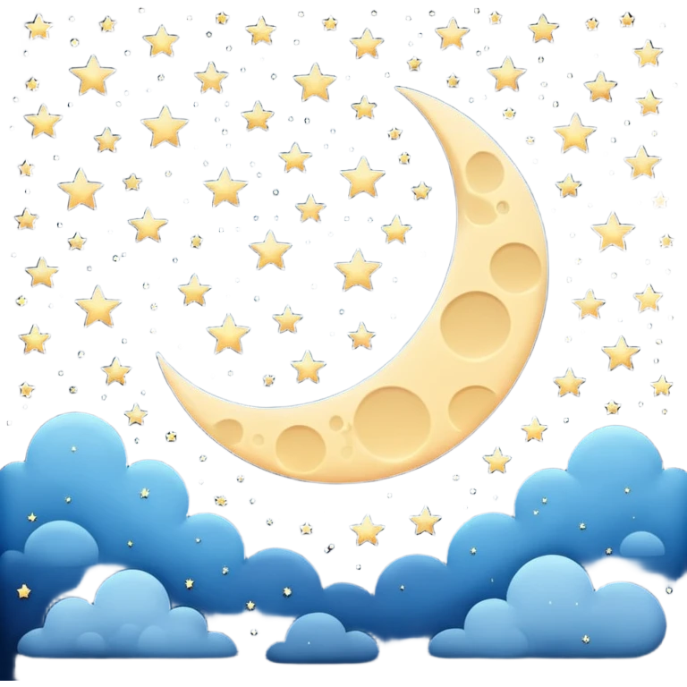 nighttime sky with moon and stars emoji
