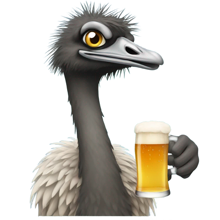 emu holding a beer emoji