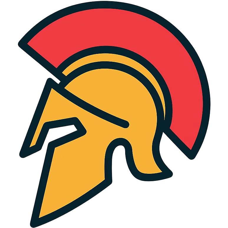 Spartan warrior helmet, color outline icon style, clean lines, vibrant colors emoji