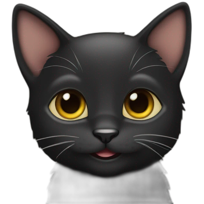 happy black kitty on laptio emoji