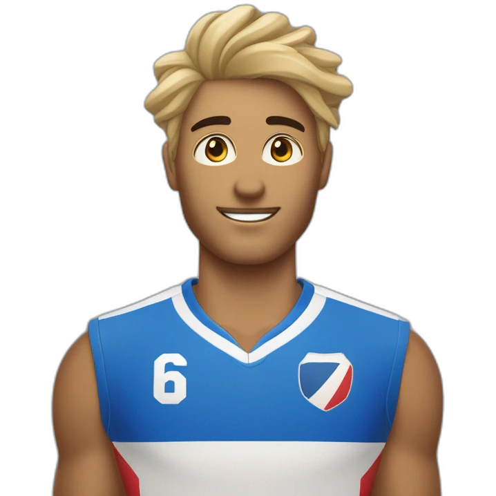 Joueur de volley ball avec les cheveux blod les garcon yeux bleu emoji