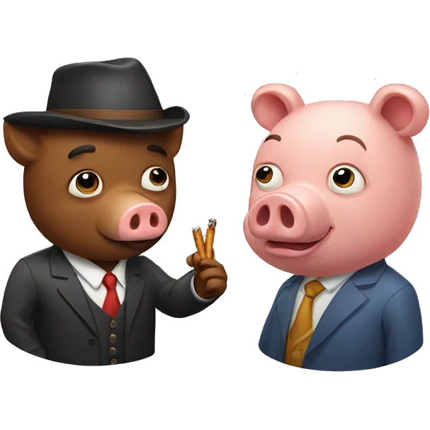 Smoking pig and bear  emoji