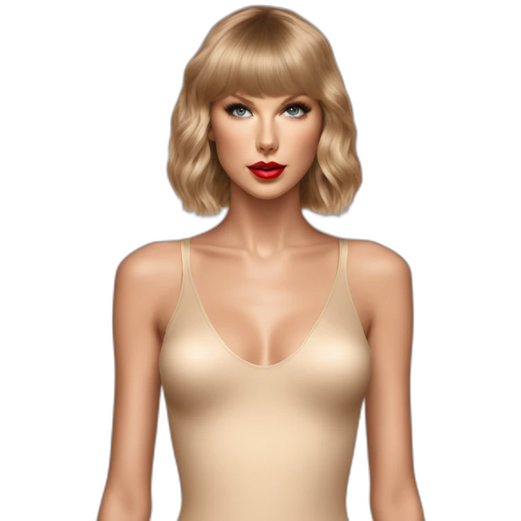 Taylor swift in a flush skincolour bodysuit zoom on body emoji