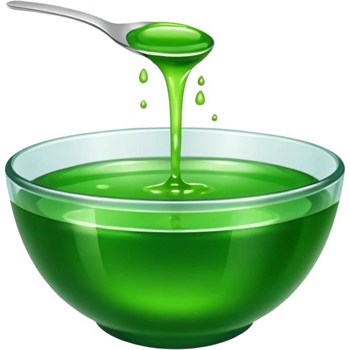 small dipping bowl of green liquid, minimal, simple, clear emoji