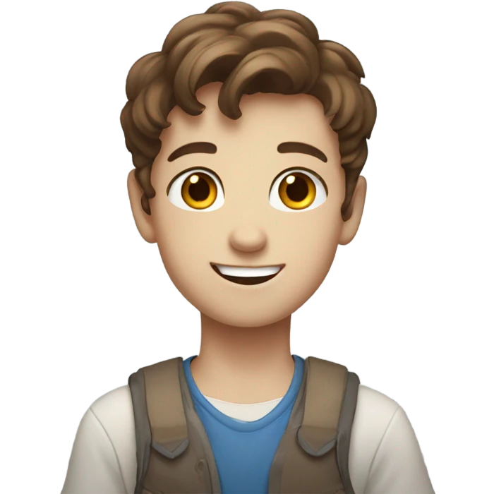 smiling boy with brown hair blue eyes  emoji