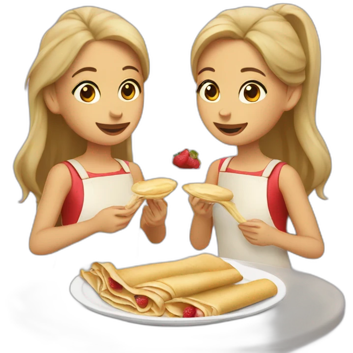 2 girls eating crepes  emoji