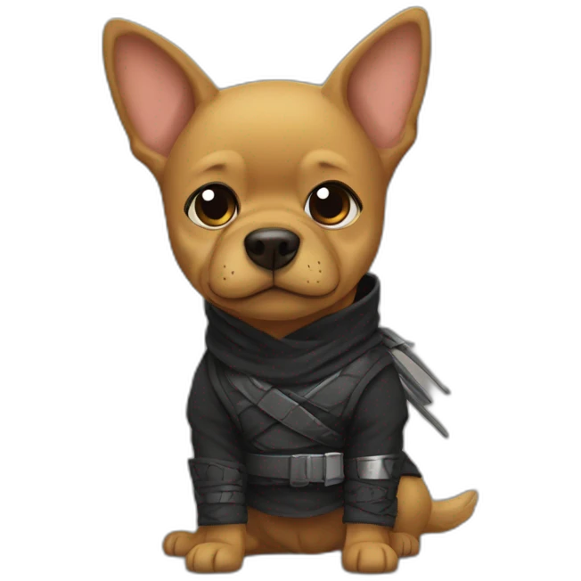 dog dress like ninja and eat cute shit emoji