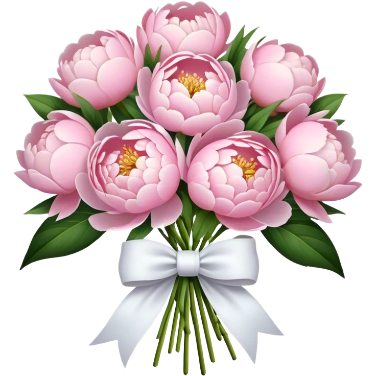 Light Pink peonies bouquet with bow emoji