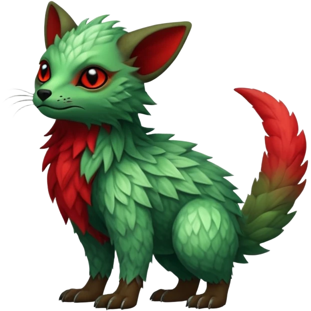 Cool Edgy Green Red ethereal Fionbri-Vernid-Trico-animal-creature full body emoji