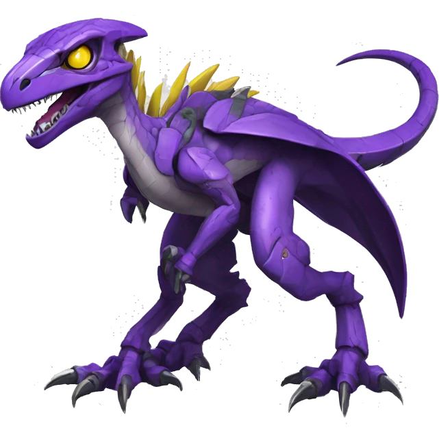  Edgy Purple Yellow Digimon-Fakemon-Velociraptor-Dragon-Mecha full body emoji