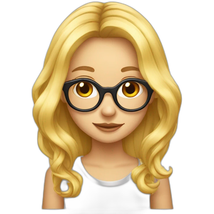 Fille blonde cheveux longs lunettes mignonne en feu emoji