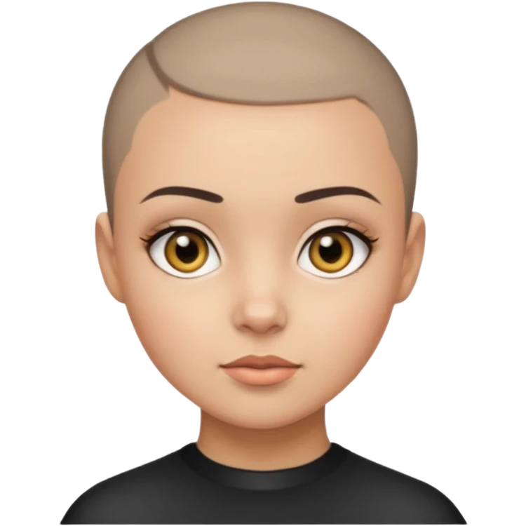 White cat and HAZEL EYES , BLACKF BUZZ CUT LIGHT SKIN ROUND FACE GIRL emoji