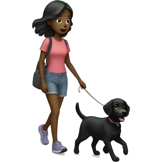 Girl walking black lab emoji