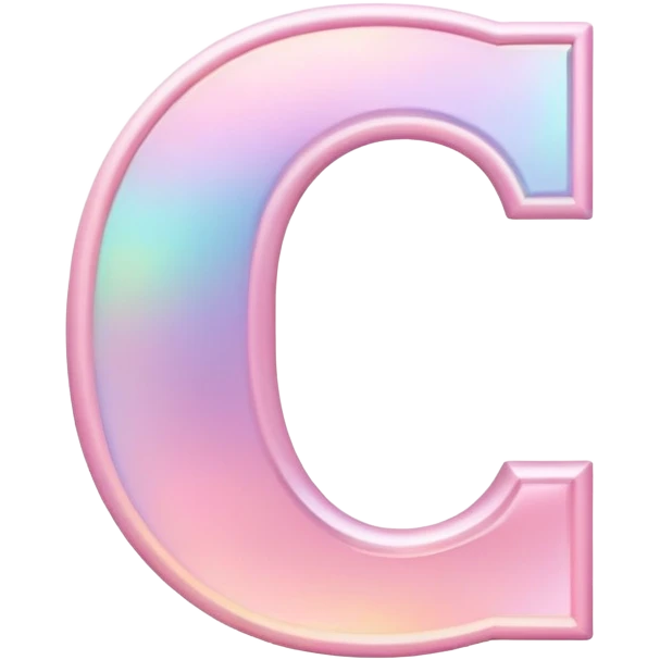 Iridescent pastel pink Font setting icon with letter C emoji