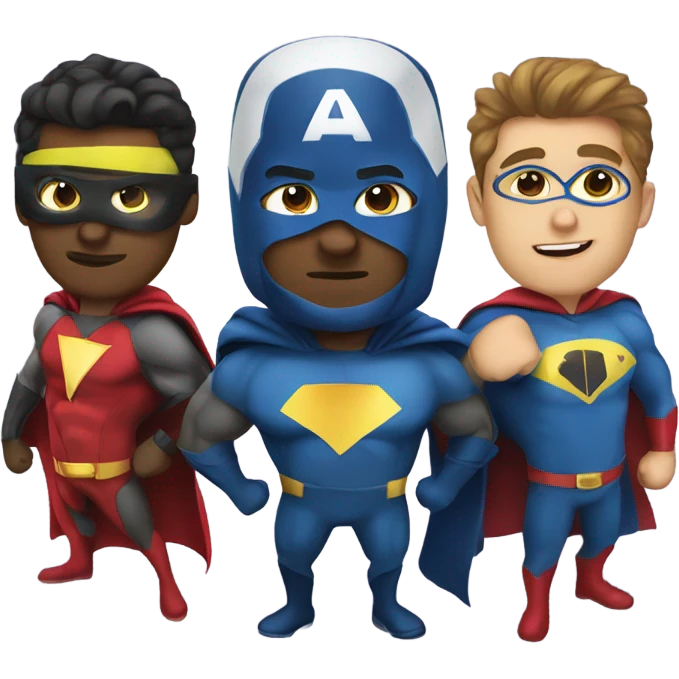 Three coworkers as super heros emoji