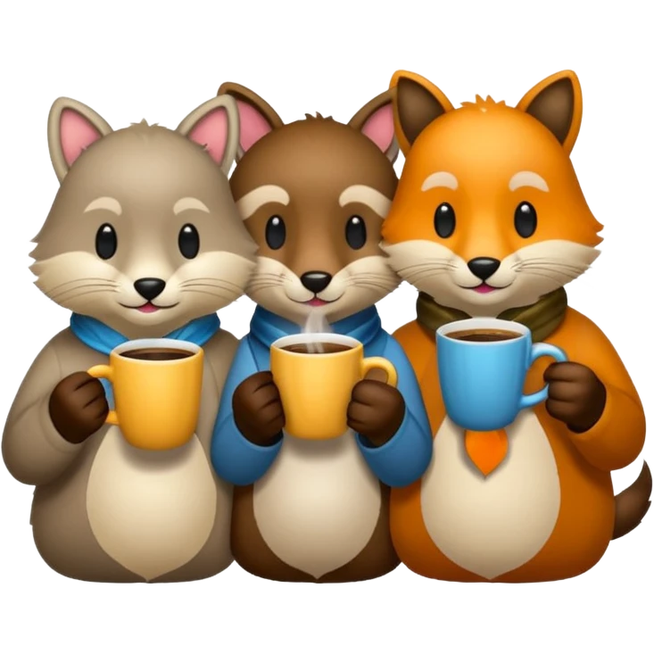 3 animaux qui prennent le café emoji