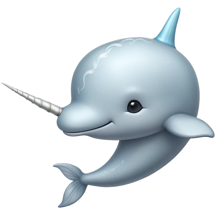Cinematic Noble Narwhal Portrait Emoji, Poised and majestic, with a robust, streamlined body draped in mottled, silvery-gray skin, featuring a long, spiraled, ivory tusk and deep, thoughtful eyes that exude ancient oceanic wisdom, Simplified yet sharp and sophisticated features, highly detailed, glowing with a soft, ethereal arctic glow, high shine, intelligent and enigmatic, stylized with an air of mythical marine grandeur, focused and graceful, soft glowing outline, capturing the essence of a watchful and confident sea unicorn that appears ready to glide out of the screen with timeless authority! emoji