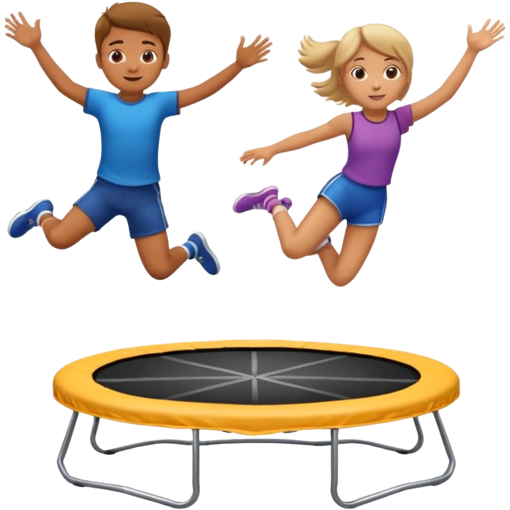 Trampoline with two people bouncing on it, one boy, one girl  emoji