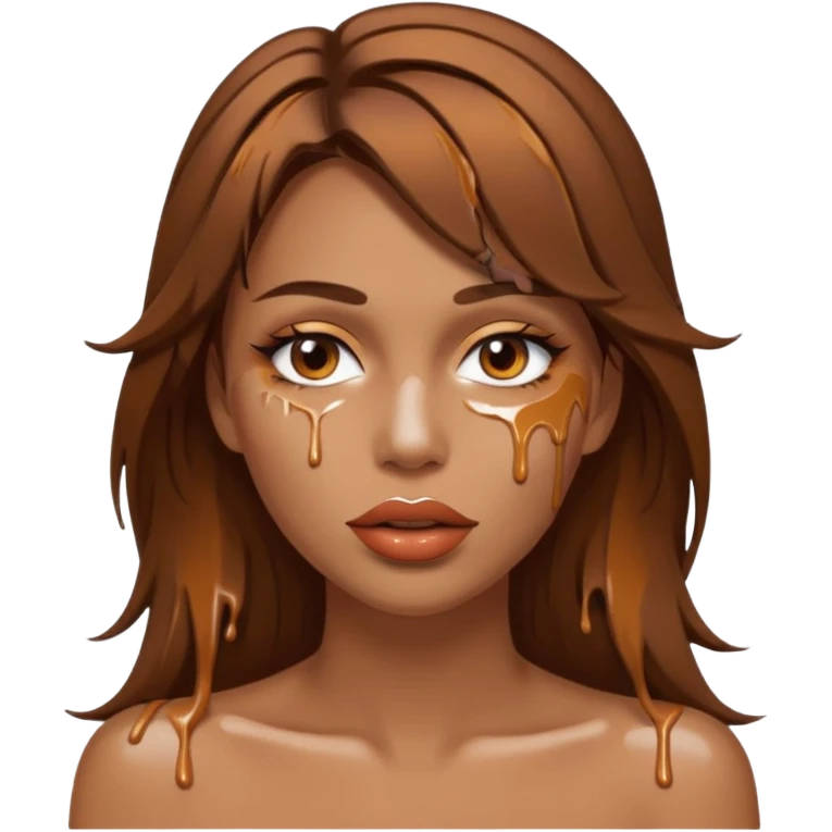 Brown Hair, Woman, white paint drip, face, hot, Sexy, lips emoji