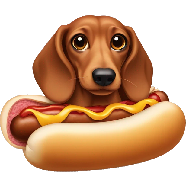 Braun dachshund in hotdog emoji