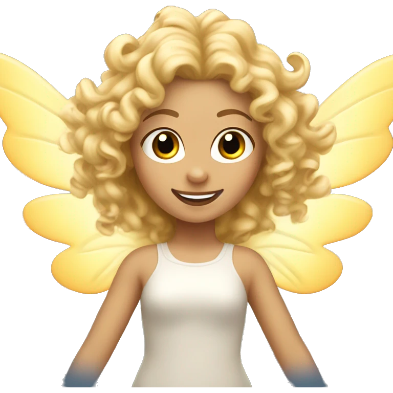 blonde curly hair girl flying with fairy wings emoji