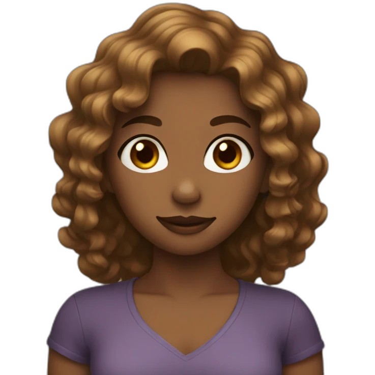 Brown gril with wavy hair emoji