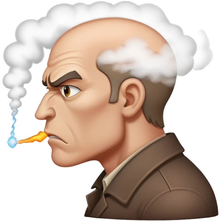 angry man with steam coming from nose in profile view emoji