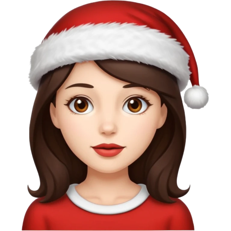 brunette woman with wearing Santa emoji