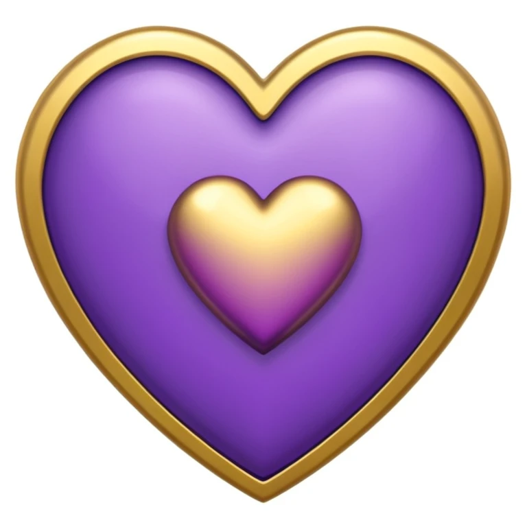 purple heart with metallic gold finish emoji