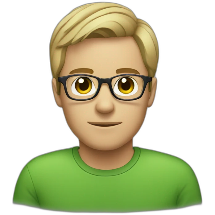 short-haired dark-blonde man with glasses and a green cheeked conure on his shoulder emoji