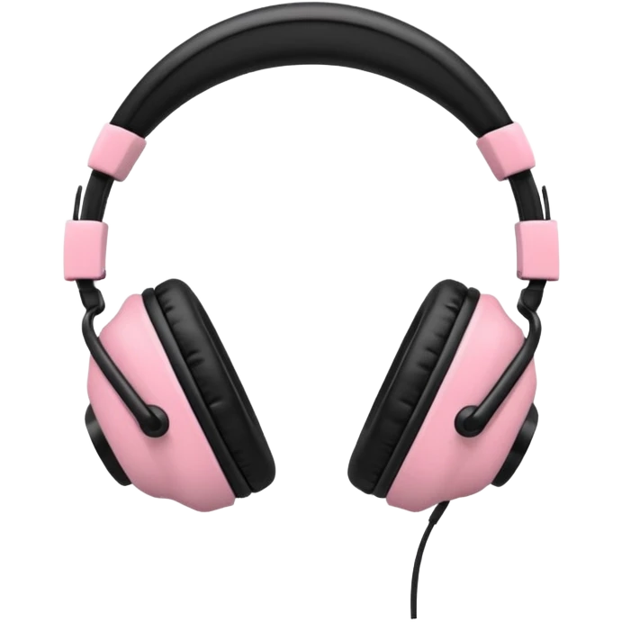 gothic headphones, black and pink colors, ghibli style emoji