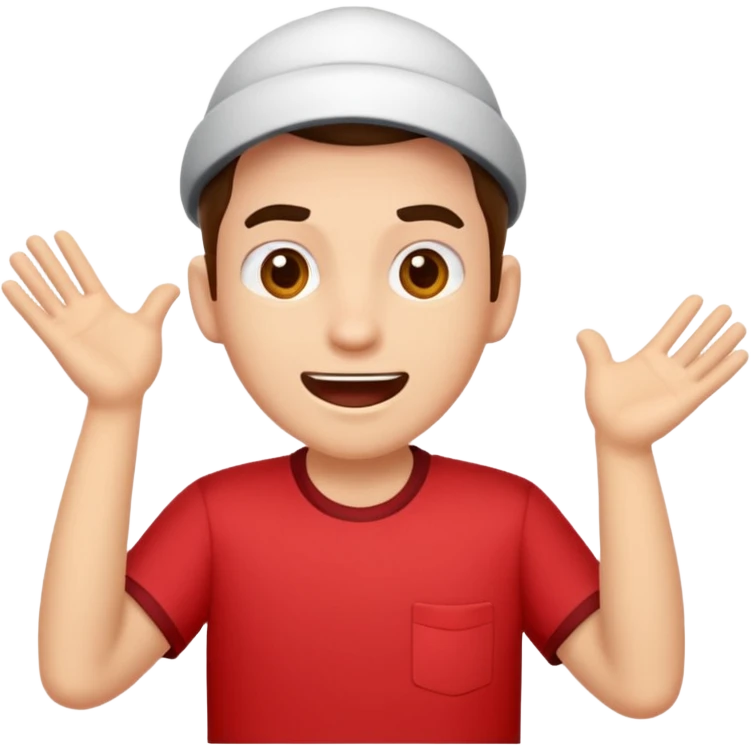 Tourist Character in Red Shirt with A slight expression of excitement and urgency emoji