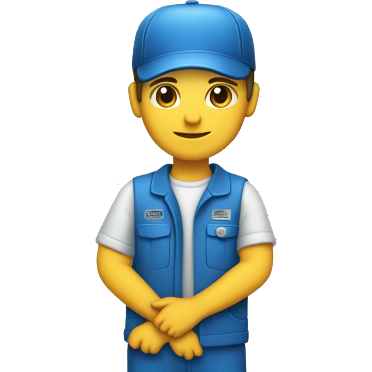 car parts mechanic, blue cothes emoji