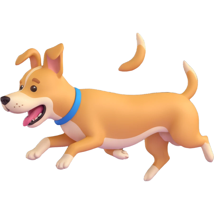 happy dog running after ball emoji