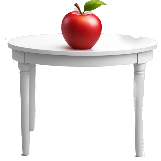 red apple on white table emoji