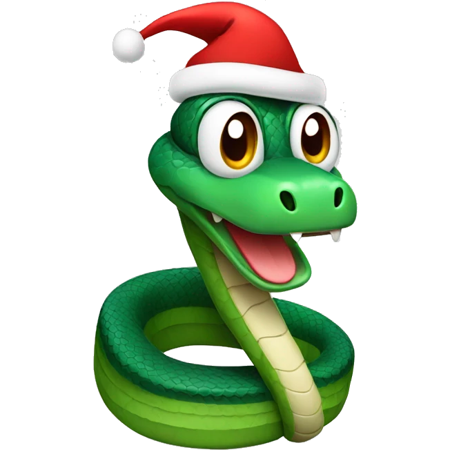 Friendly snake with Christmas hat emoji