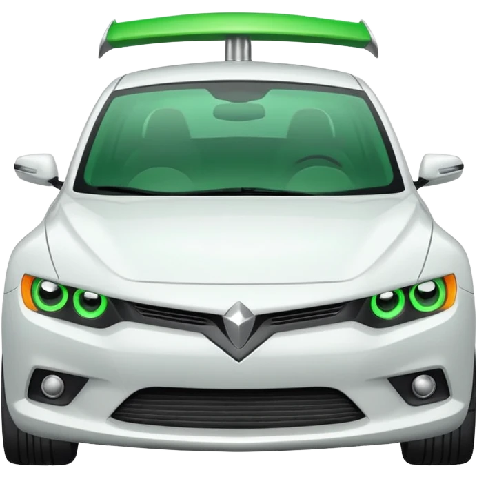 white car, front view, with 'Bolt' in green on the hood emoji