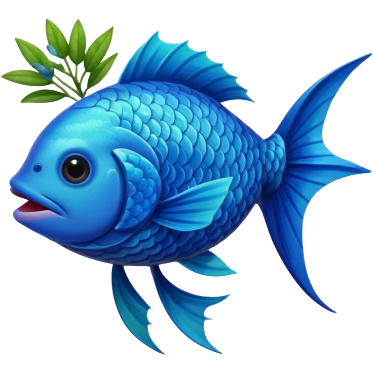 A fish holding a plant with its mouth emoji