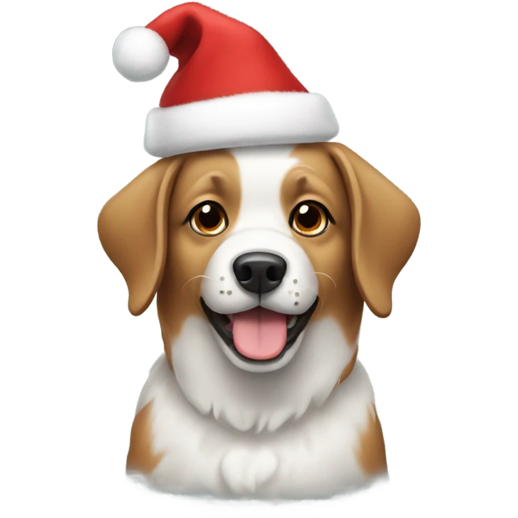 Dog wearing Christmas hat emoji