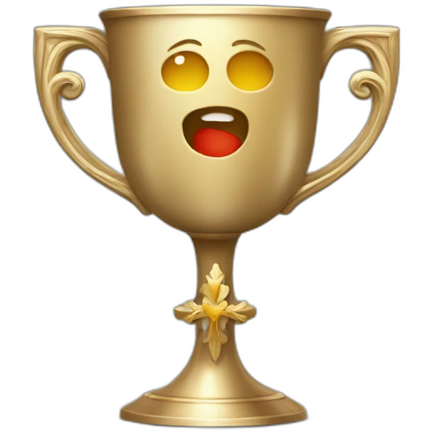 royal empty Christian cup for the winner with a cross on royal background emoji