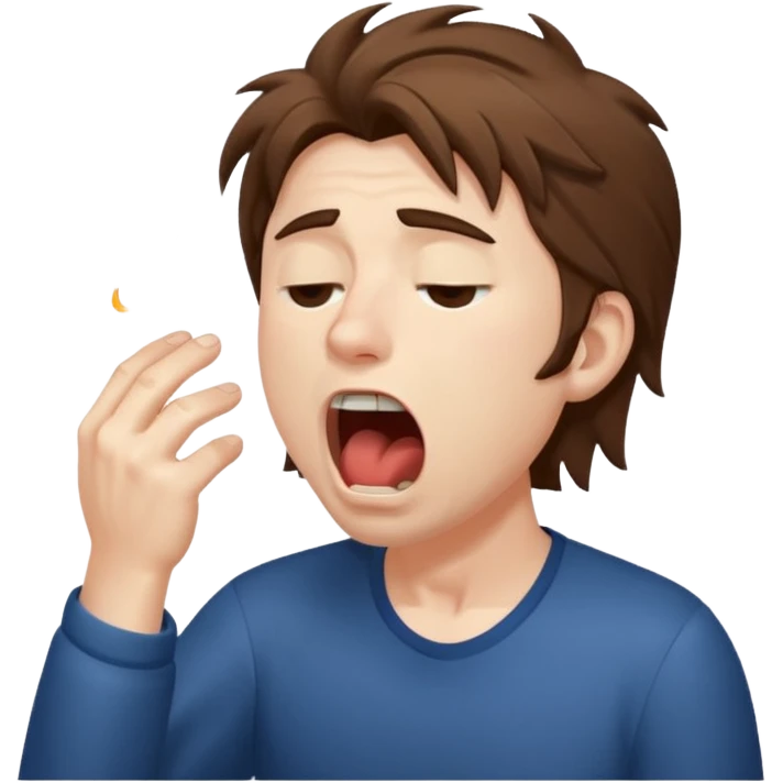 Weak man with disheveled hair yawning emoji