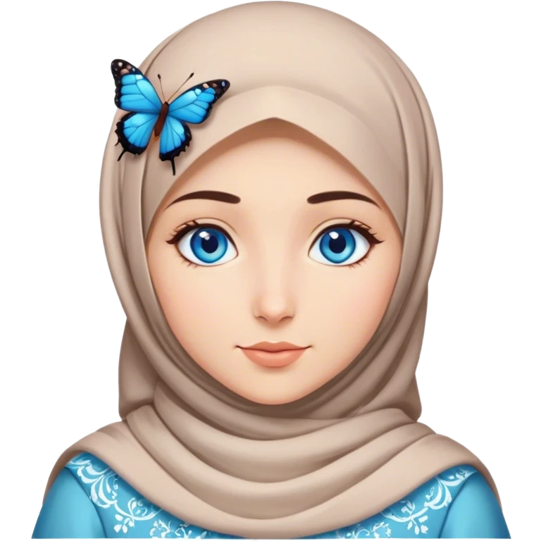 Turkish beautiful finish Konya girl blue eyes with hijab and butterfly dress emoji