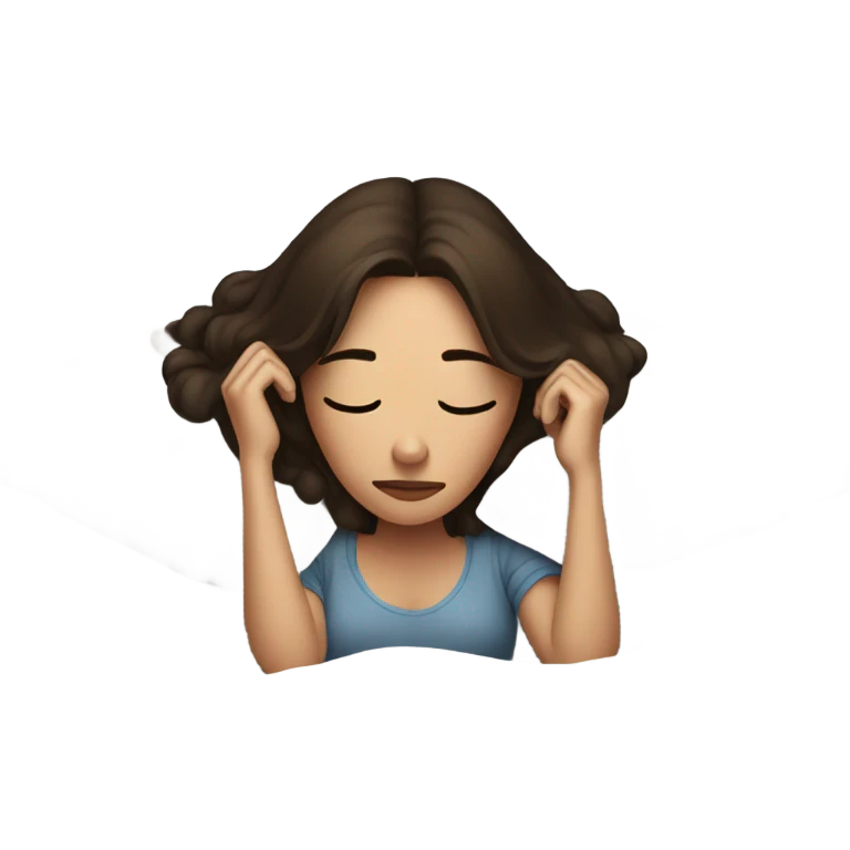 sad brunette laying in bed  emoji