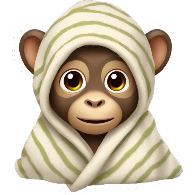 baby monkey wearing a blanket ￼ emoji